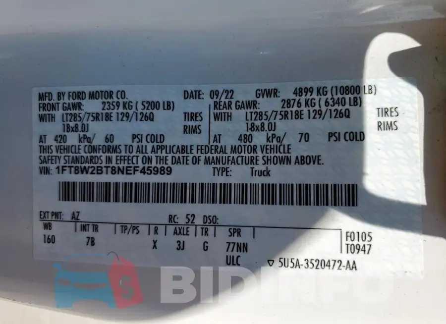 1FT8W2BT8NEF45989 Photo# 12