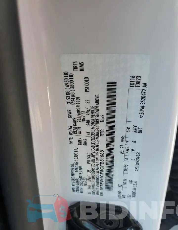 1FTEW1CF8GFB81088 Photo# 13