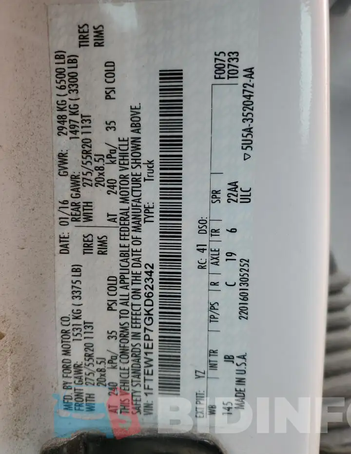 1FTEW1EP7GKD62342 Photo# 12