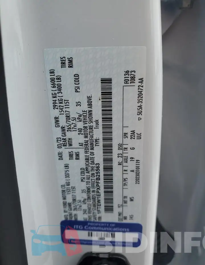 1FTEW1EPXPFB25563 Photo# 12