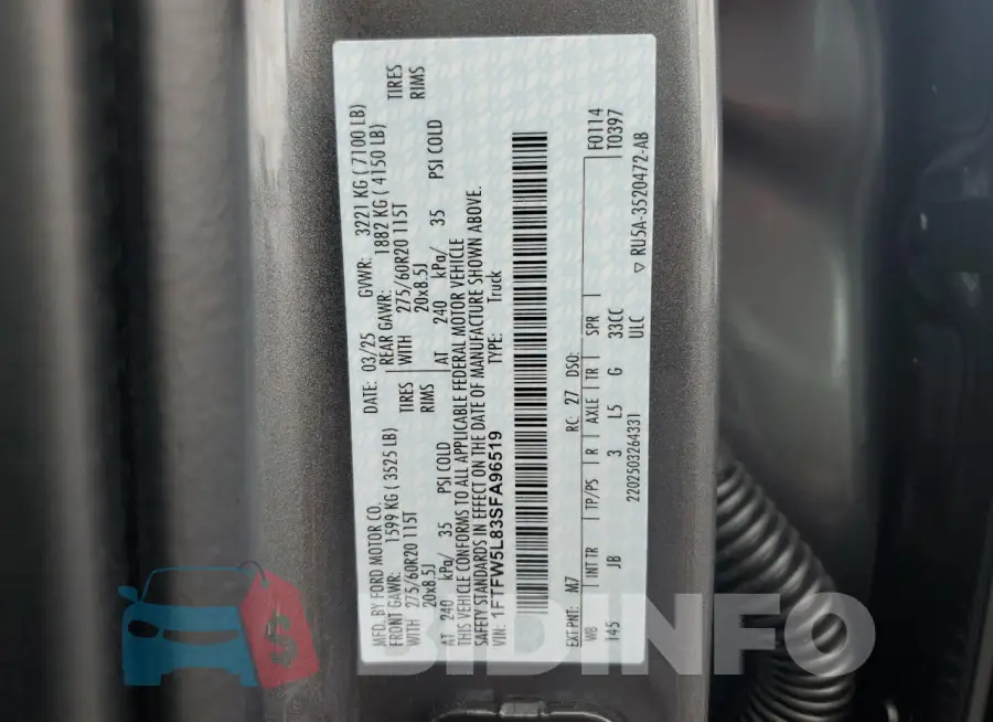 1FTFW5L83SFA96519 Photo# 12