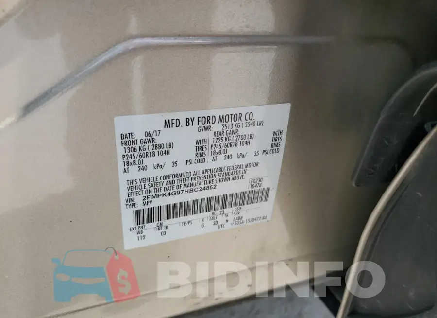 2FMPK4G97HBC24862 Photo# 13