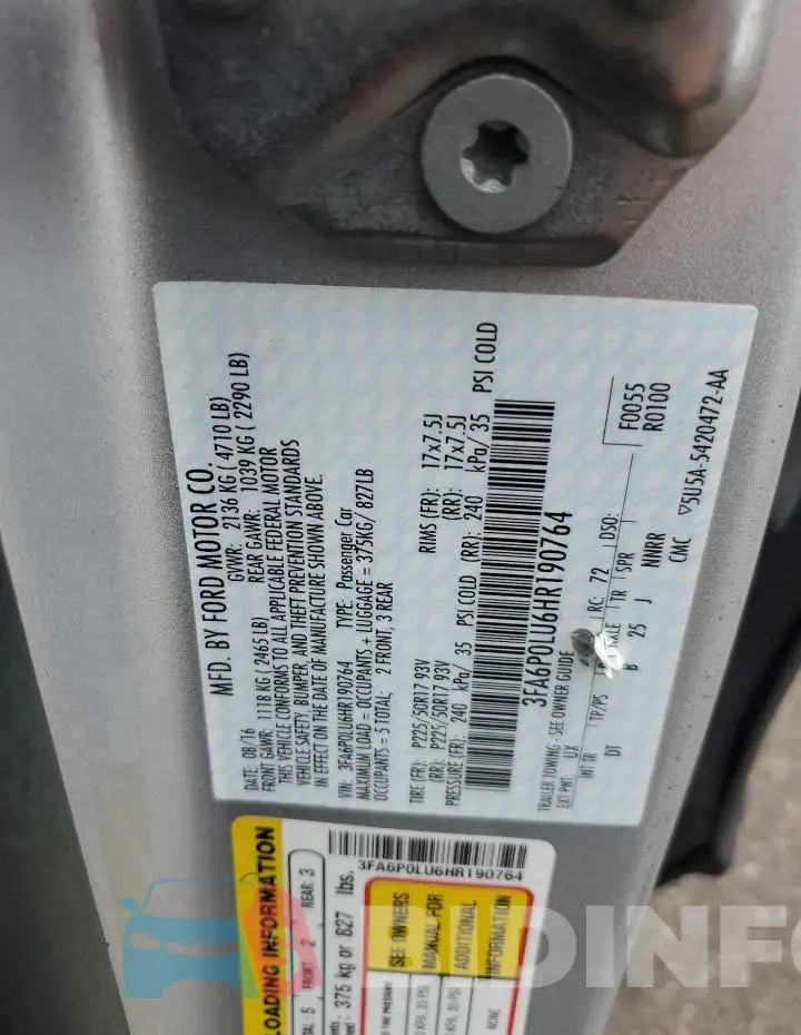 3FA6P0LU6HR190764 Photo# 12
