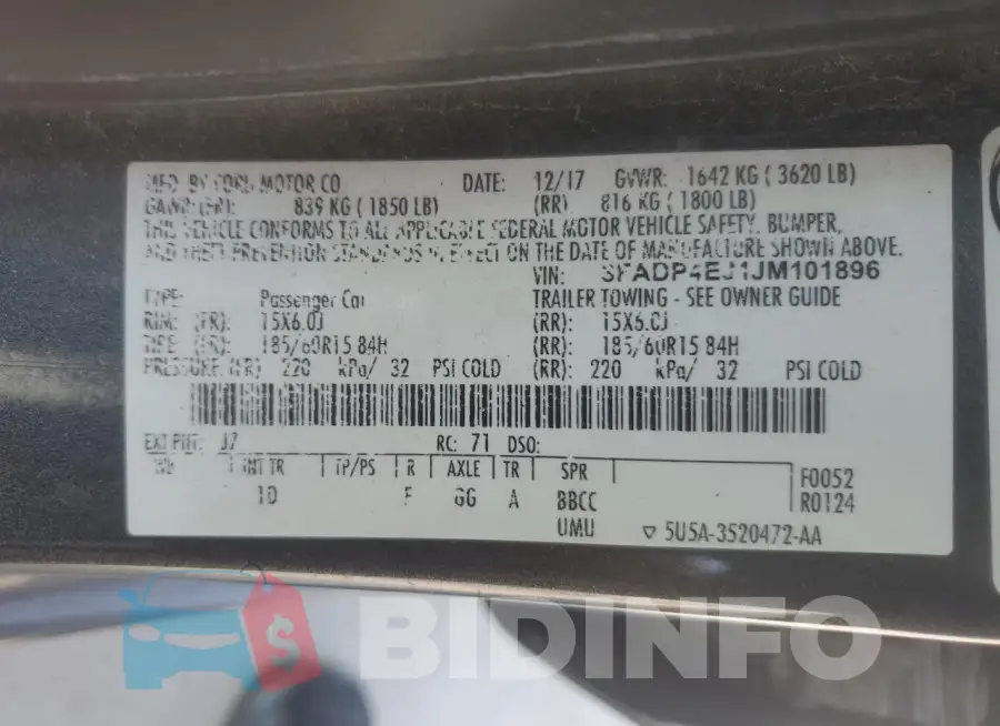 3FADP4EJ1JM101896 Photo# 13