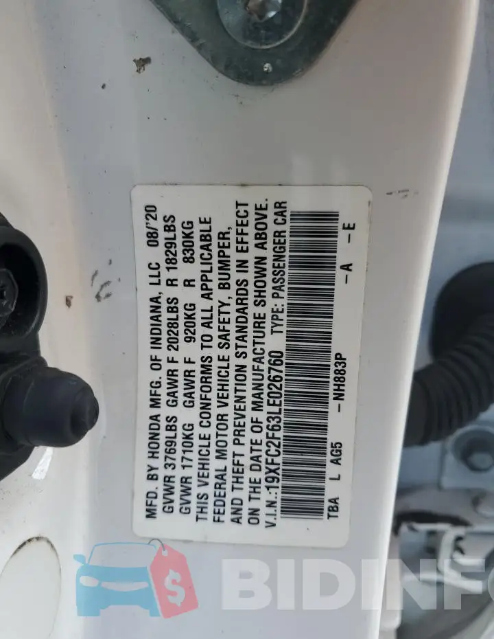 19XFC2F63LE026760 Photo# 12