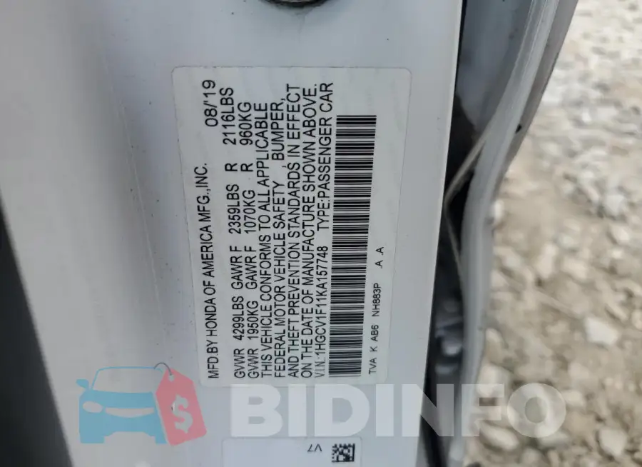 1HGCV1F11KA157748 Photo# 12