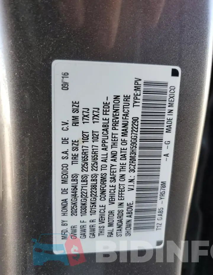 3CZRM3H59GG722290 Photo# 13