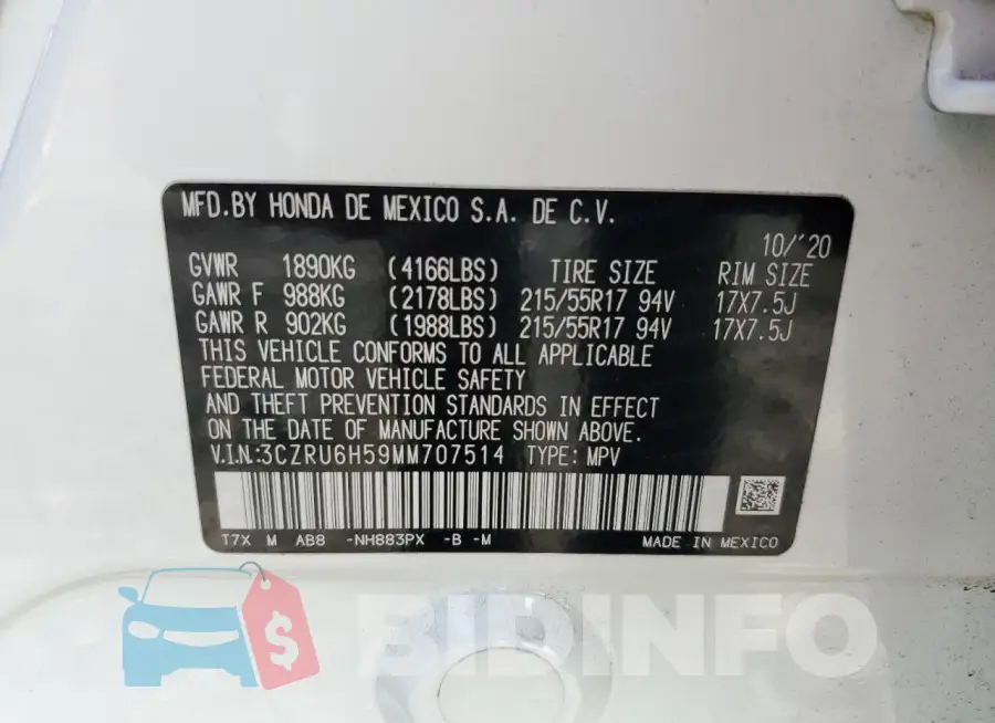 3CZRU6H59MM707514 Photo# 14
