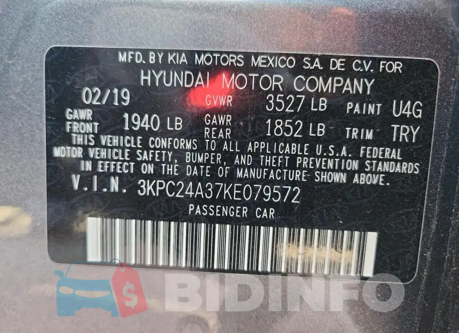 3KPC24A37KE079572 Photo# 13