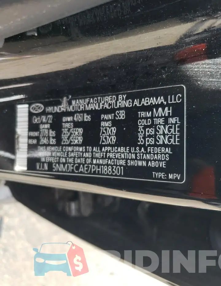 5NMJFCAE7PH188301 Photo# 13