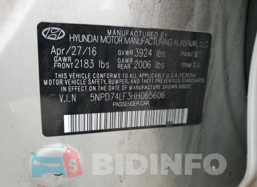 5NPD74LF3HH065606 Photo# 12