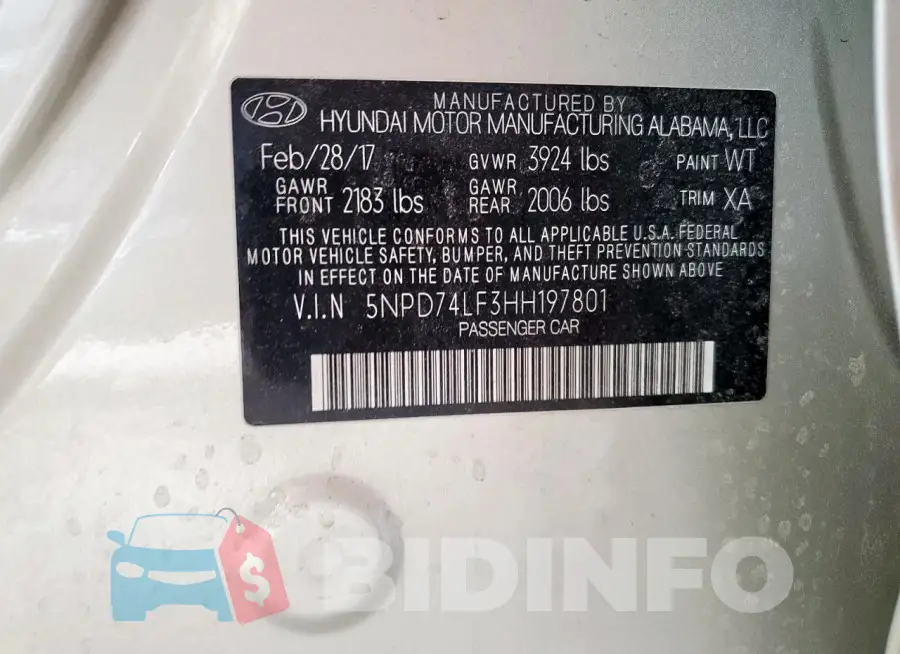 5NPD74LF3HH197801 Photo# 12