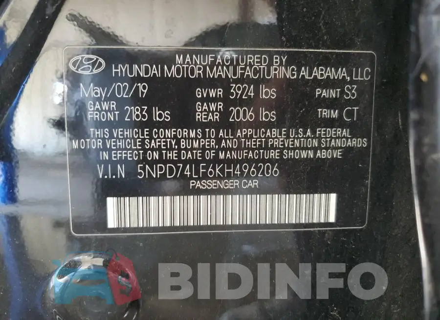 5NPD74LF6KH496206 Photo# 13