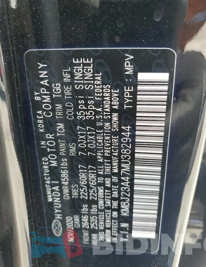 KM8J23A47MU382944 Photo# 13