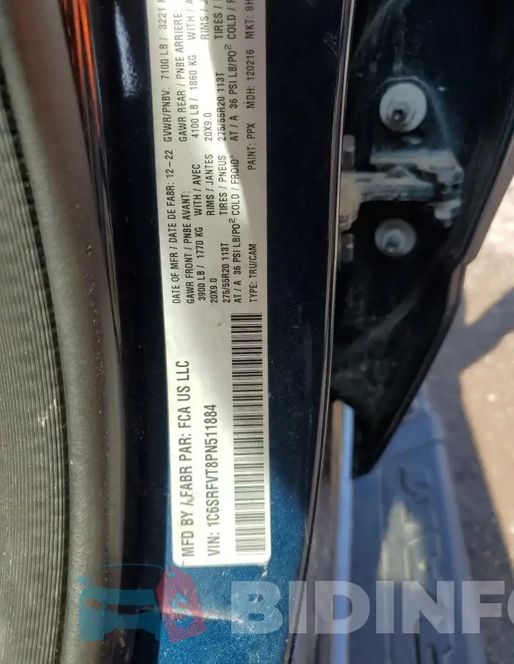 1C6SRFVT8PN511884 Photo# 12