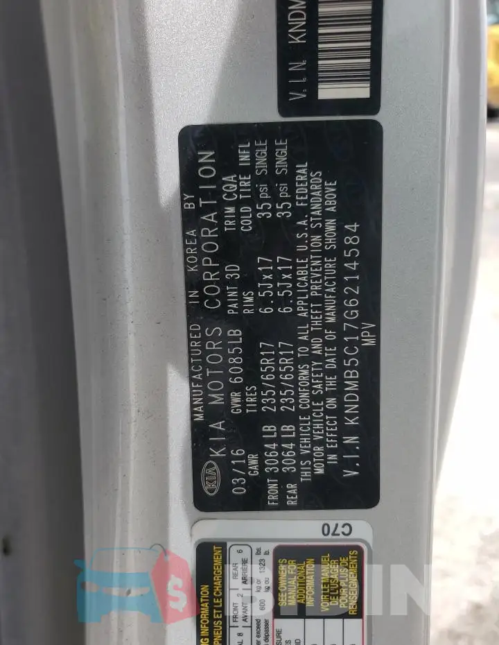 KNDMB5C17G6214584 Photo# 13