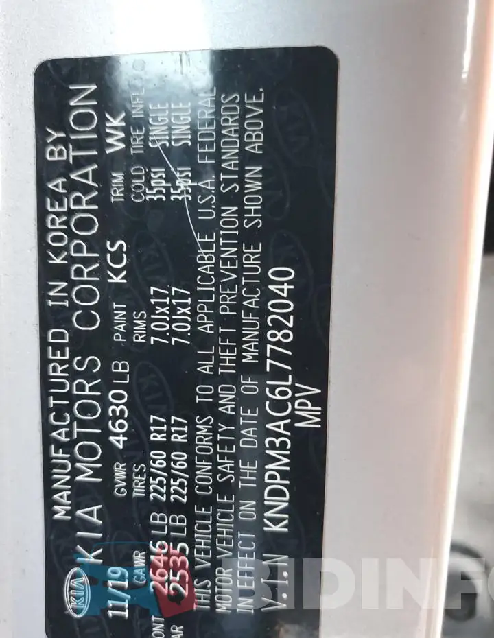 KNDPM3AC6L7782040 Photo# 13