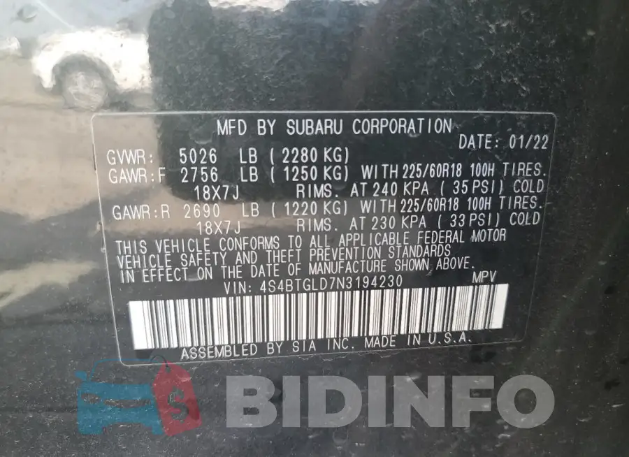 4S4BTGLD7N3194230 Photo# 13