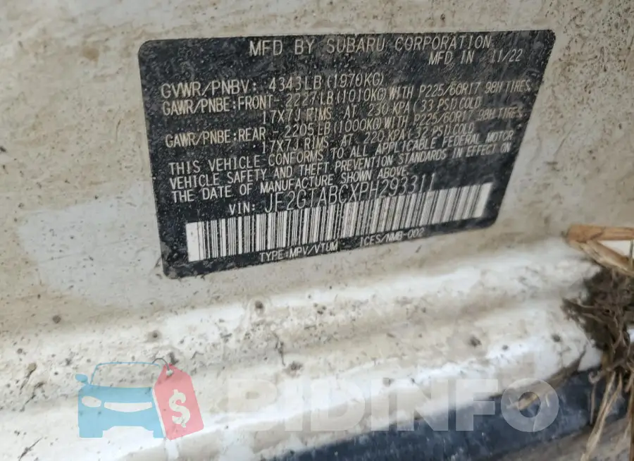 JF2GTABCXPH293311 Photo# 12
