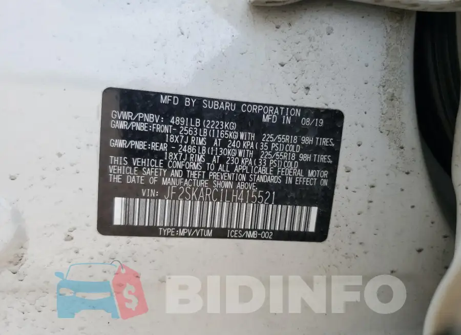 JF2SKARC1LH415521 Photo# 13