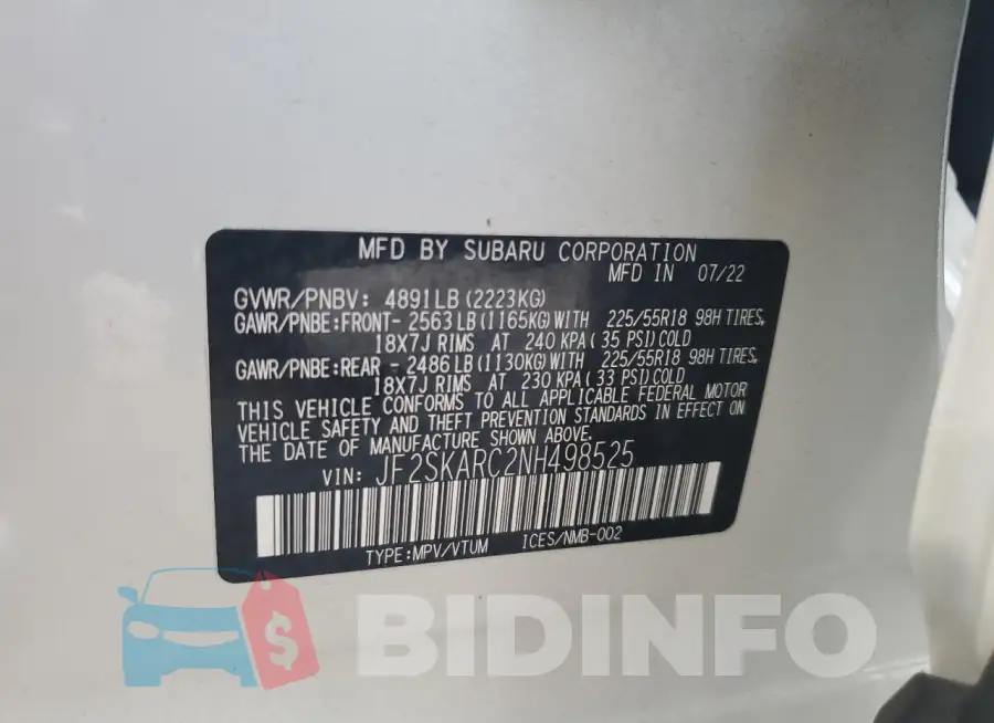 JF2SKARC2NH498525 Photo# 14