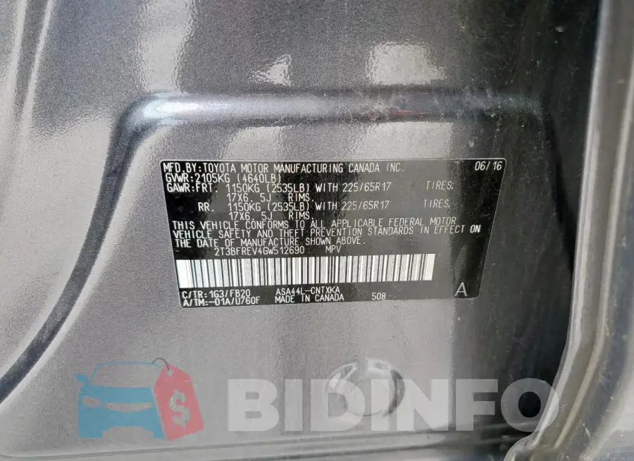 2T3BFREV4GW512690 Photo# 13