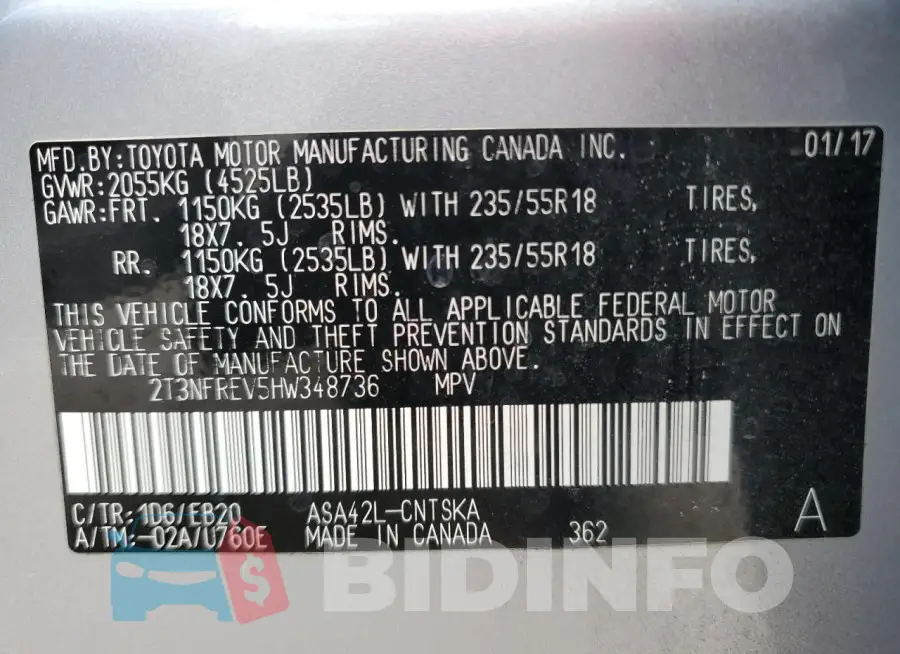 2T3NFREV5HW348736 Photo# 13