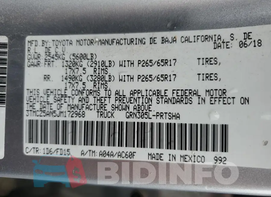 3TMCZ5AN5JM172968 Photo# 13