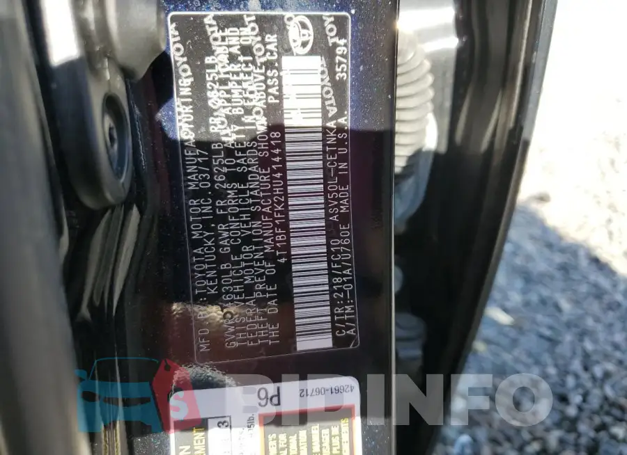 4T1BF1FK2HU414418 Photo# 12