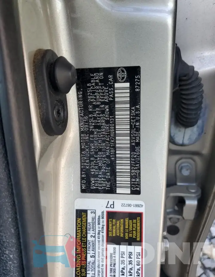 4T1BF1FK7HU680131 Photo# 13