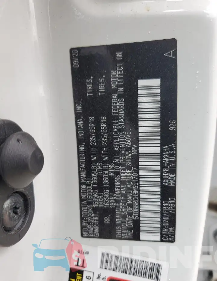 5TDBBRCH9MS517017 Photo# 14