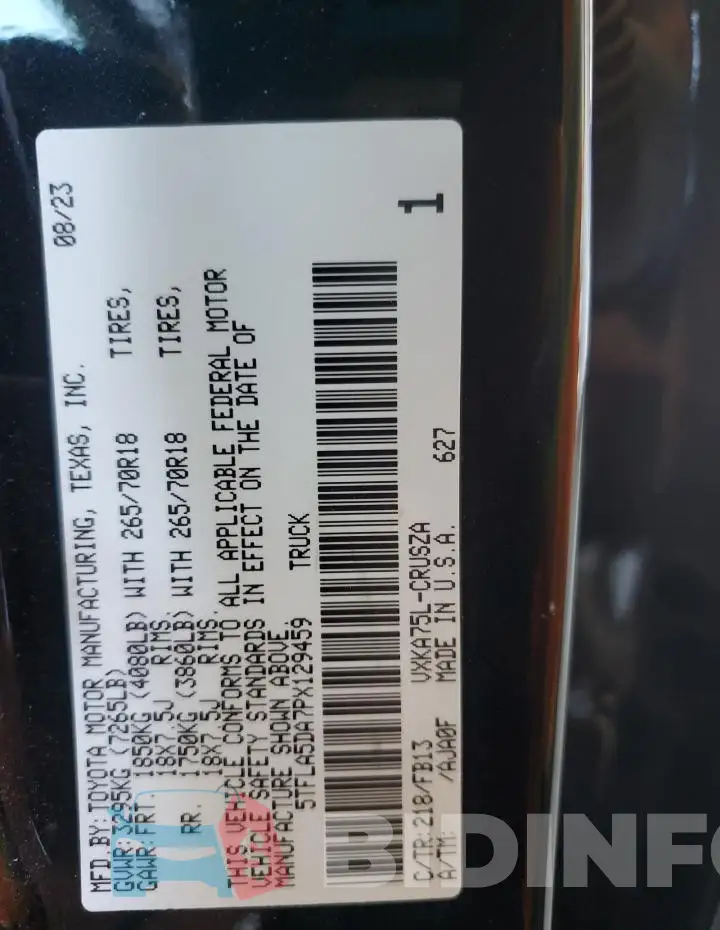 5TFLA5DA7PX129459 Photo# 12