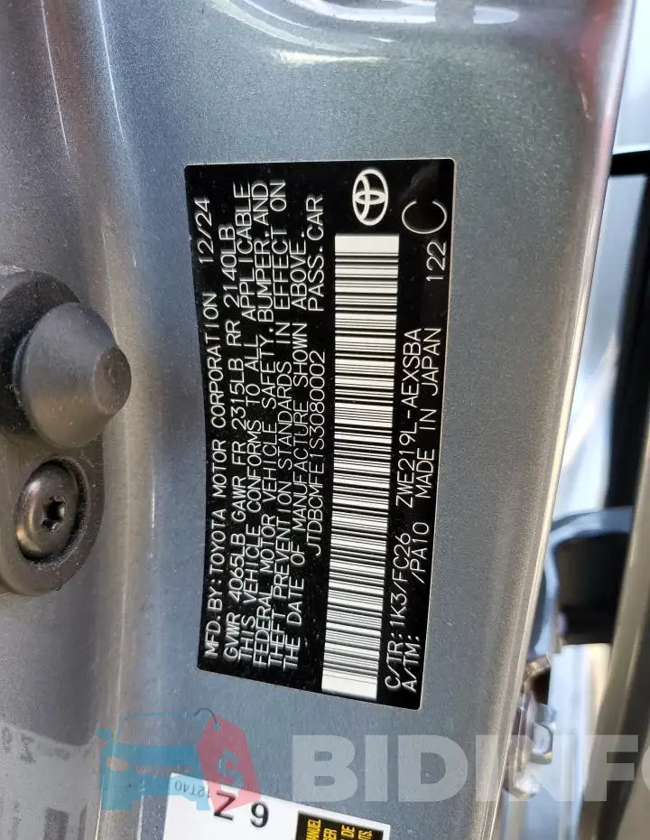 JTDBCMFE1S3080002 Photo# 12