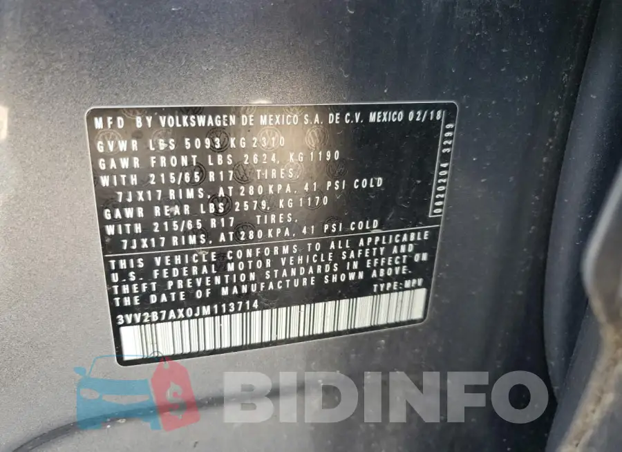 3VV2B7AX0JM113714 Photo# 13