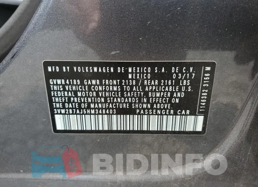 3VW2B7AJ5HM348403 Photo# 13