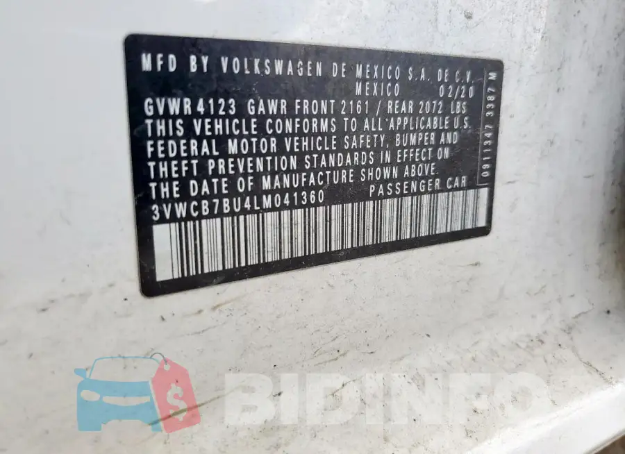 3VWCB7BU4LM041360 Photo# 12