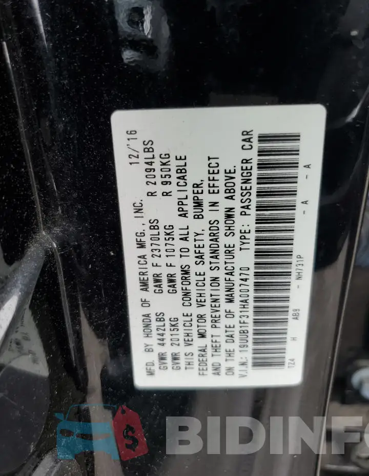 19UUB1F31HA007470 Photo# 12