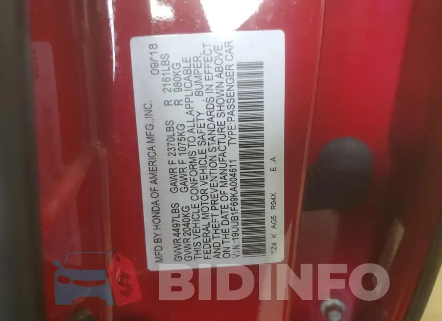 19UUB1F69KA004611 Photo# 12