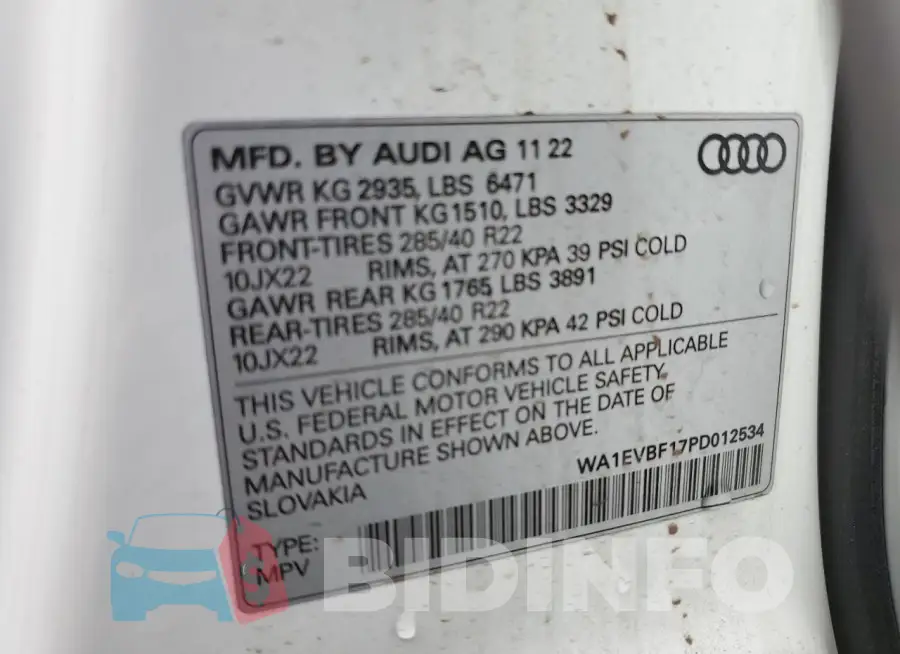 WA1EVBF17PD012534 Photo# 14