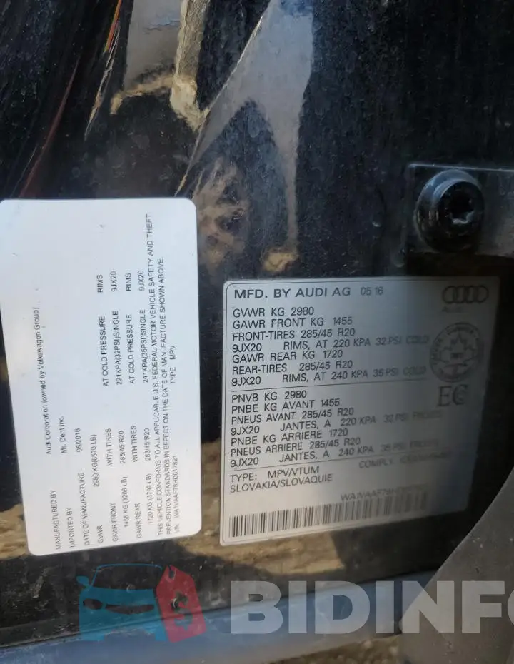 WA1VAAF78HD017821 Photo# 13