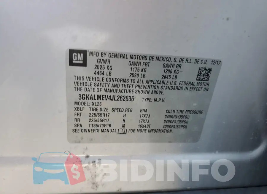 3GKALMEV4JL262636 Photo# 13