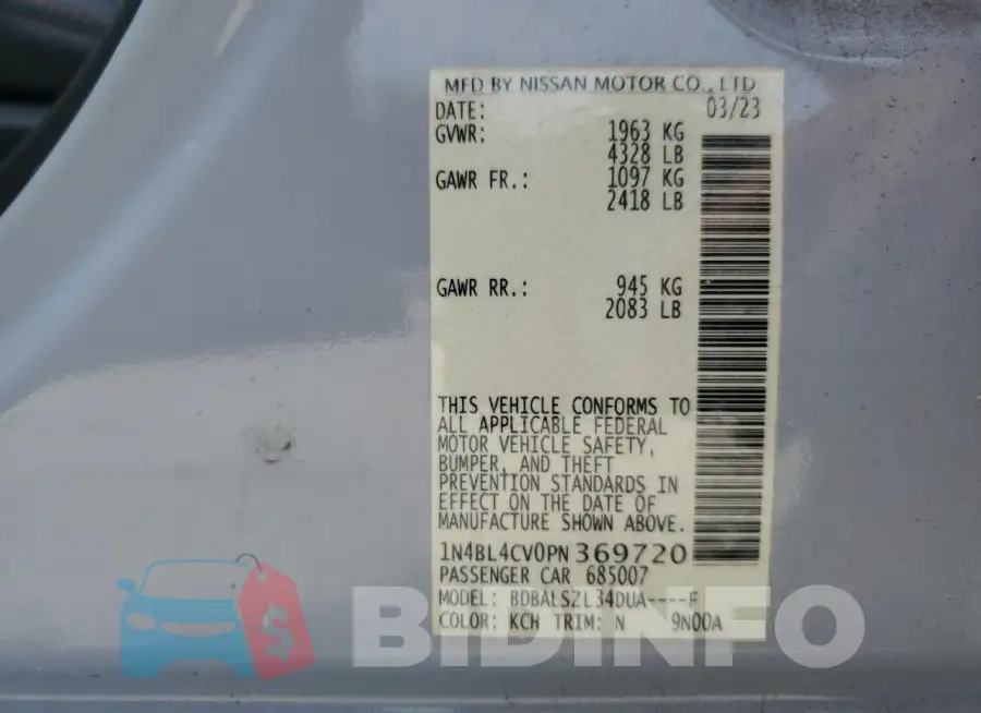 1N4BL4CV0PN369720 Photo# 13