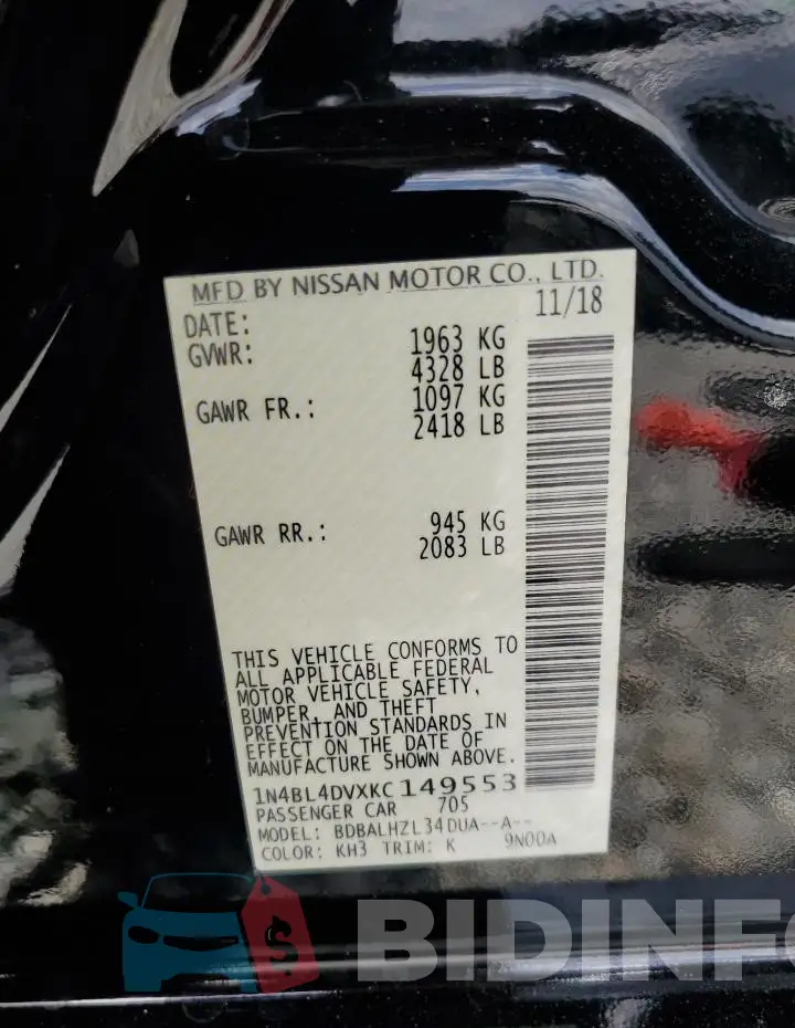 1N4BL4DVXKC149553 Photo# 12