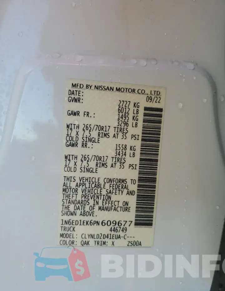 1N6ED1EK6PN609677 Photo# 13
