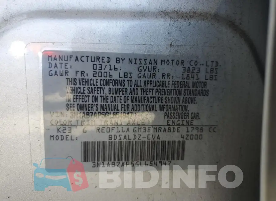 3N1AB7AP5GL654947 Photo# 12