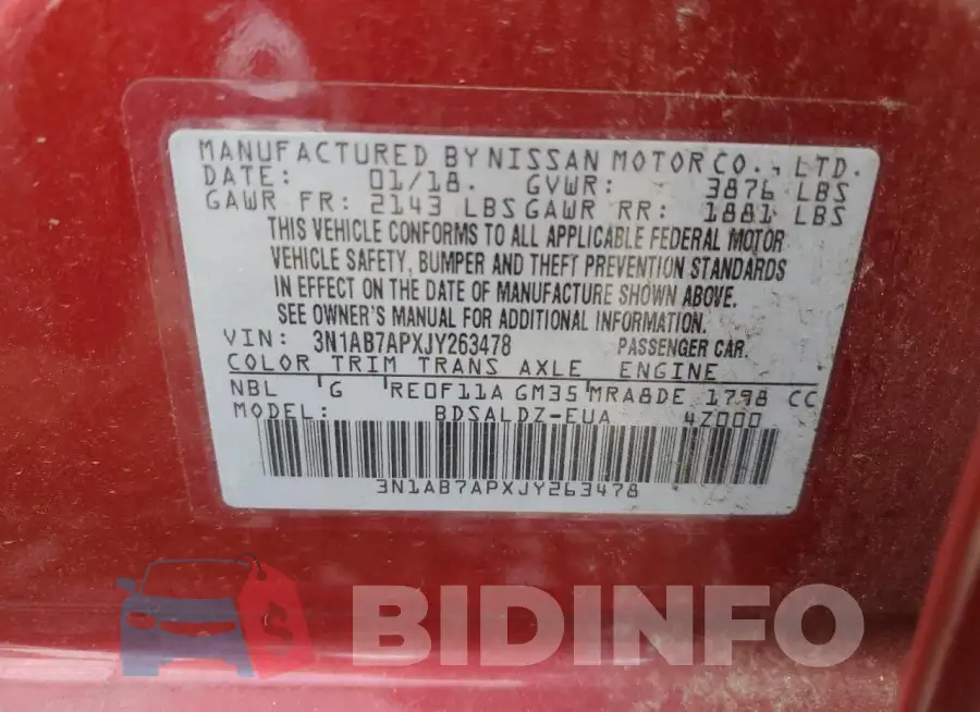 3N1AB7APXJY263478 Photo# 12