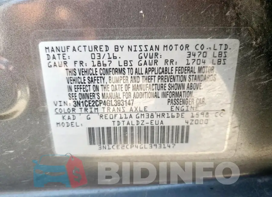 3N1CE2CP4GL393147 Photo# 12