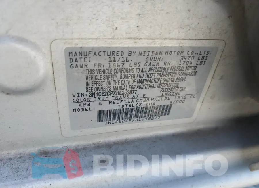 3N1CE2CPXHL352877 Photo# 12