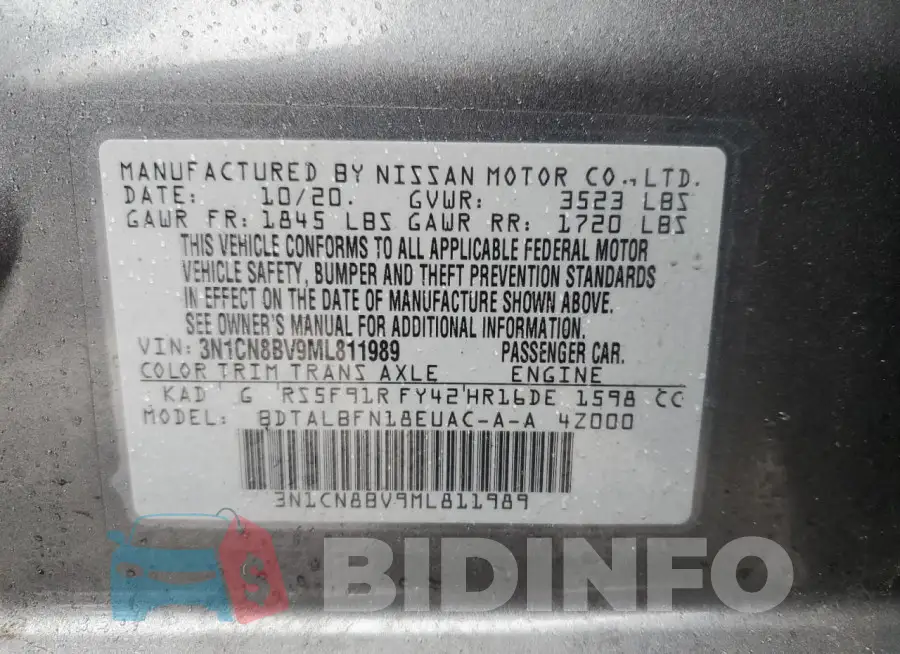 3N1CN8BV9ML811989 Photo# 12