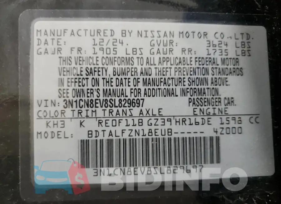 3N1CN8EV8SL829697 Photo# 12